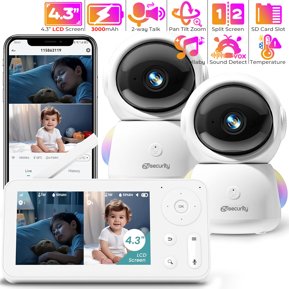 Baby Nursery Equipment - Baby Monitor 2K con 2 Telecamere