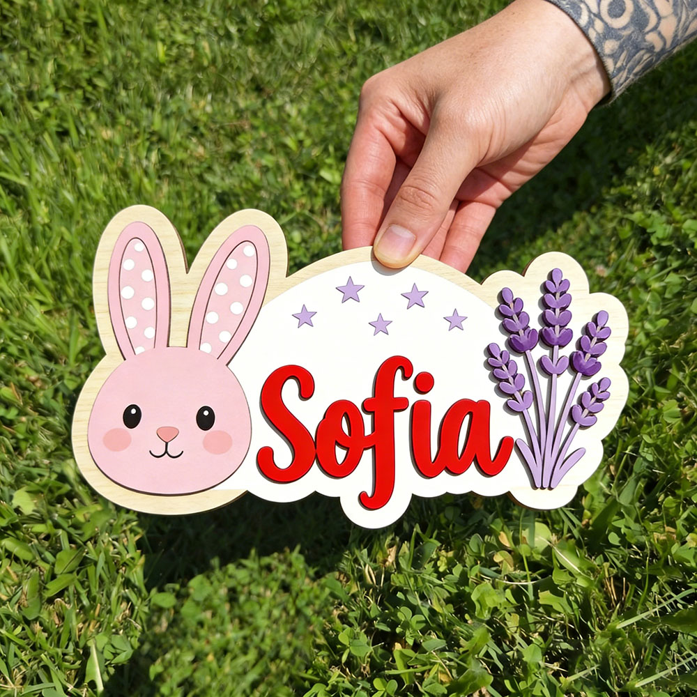 Baby Nursery Themes Girl - Targa in Legno Personalizzata 25cm con