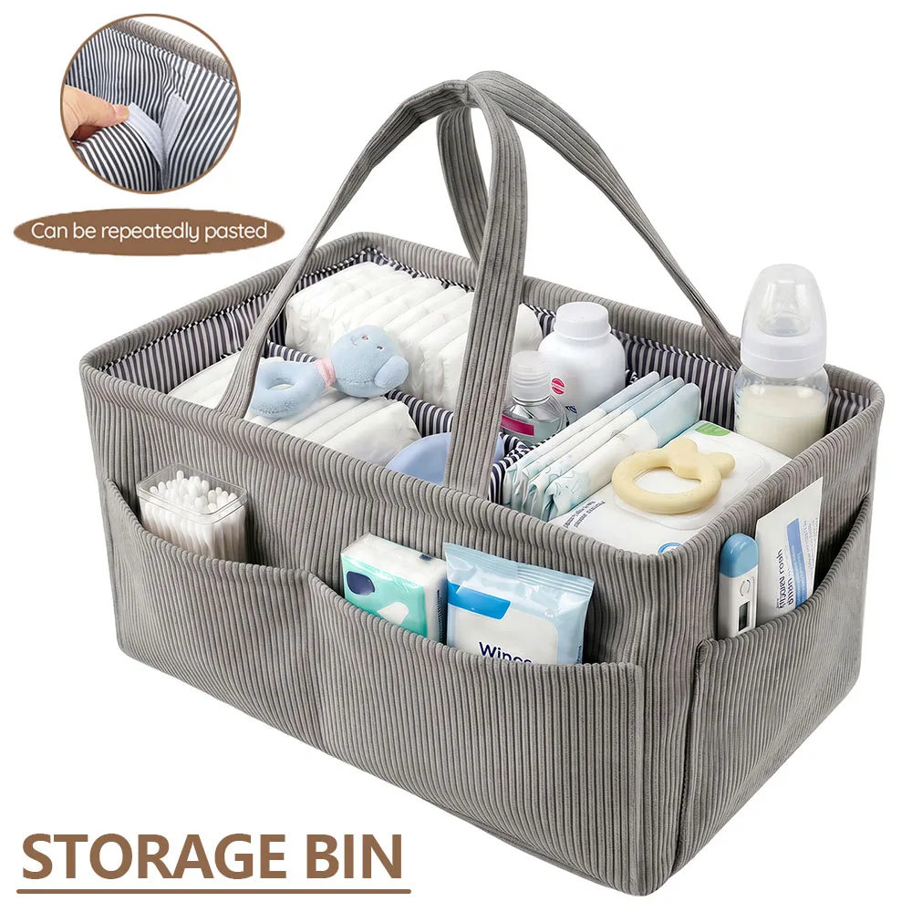Baby Nursery Handles - Organizzatore pieghevole in velluto a coste