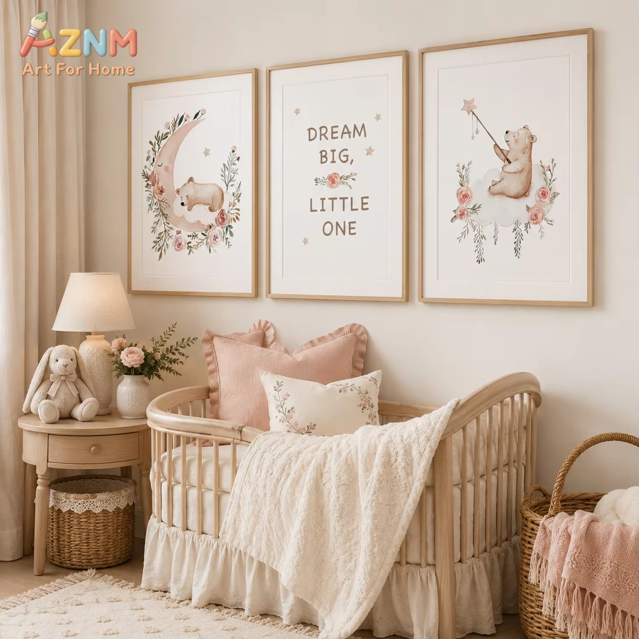 Baby Girl Nursery Quotes - AZNM Quadro da parete con fiori