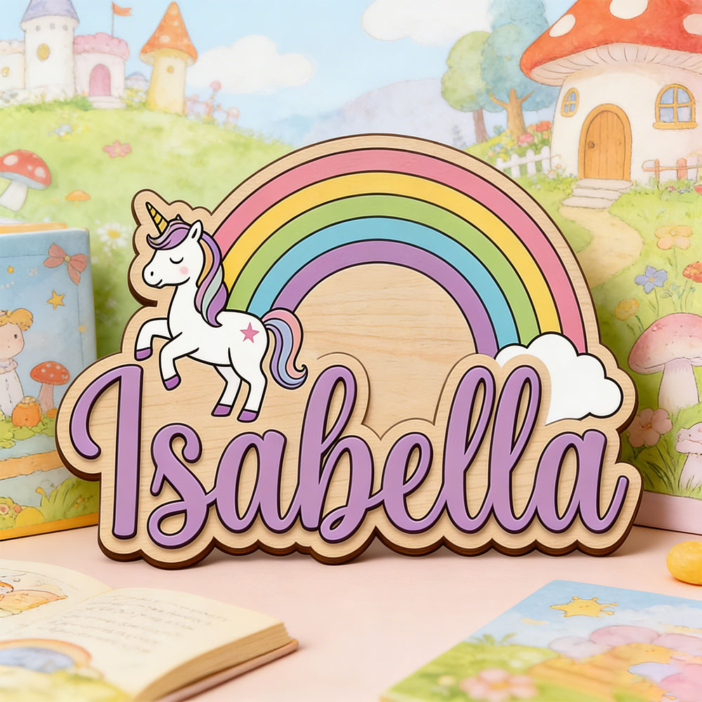 Baby Nursery - Insegna Personalizzata con Nome Unicorno e