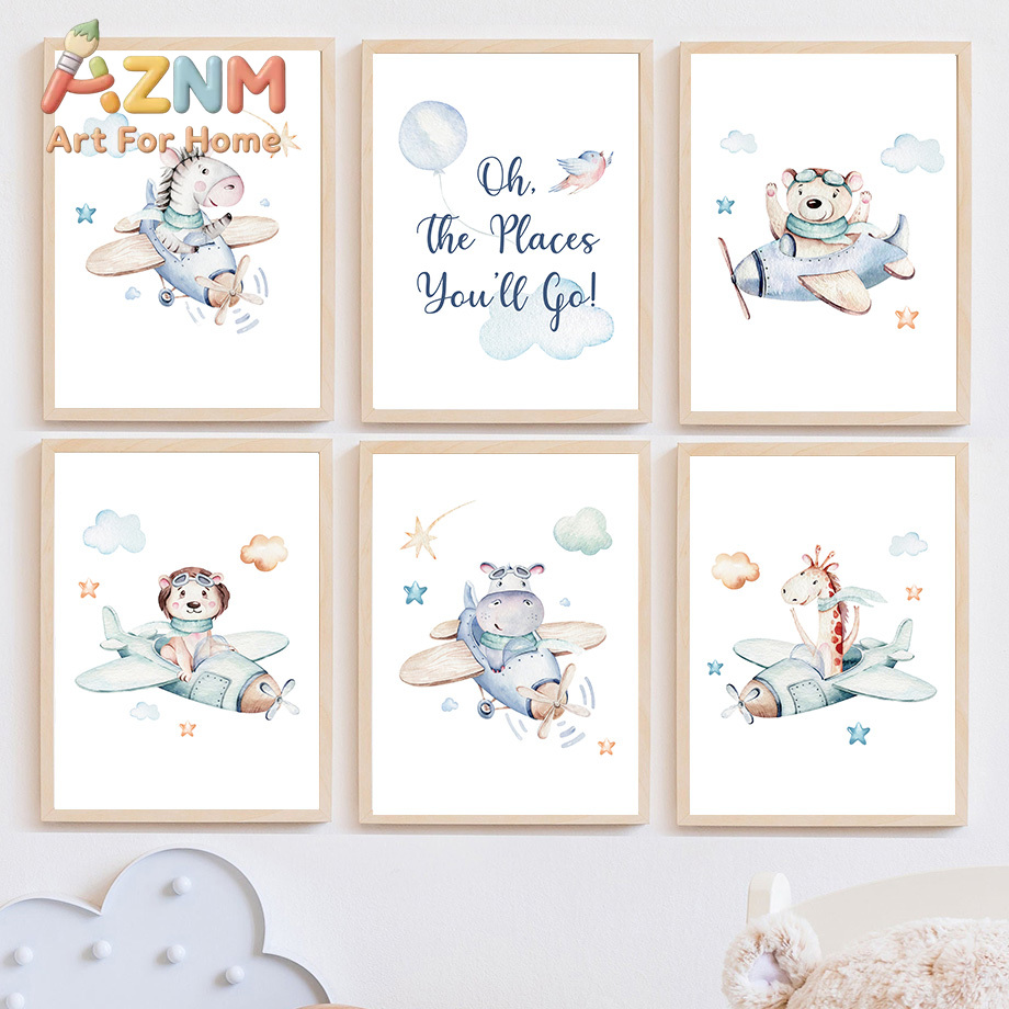 Baby Zebra Nursery - Zebra, Giraffa, Leone, Orso, Aereo, Avventura,