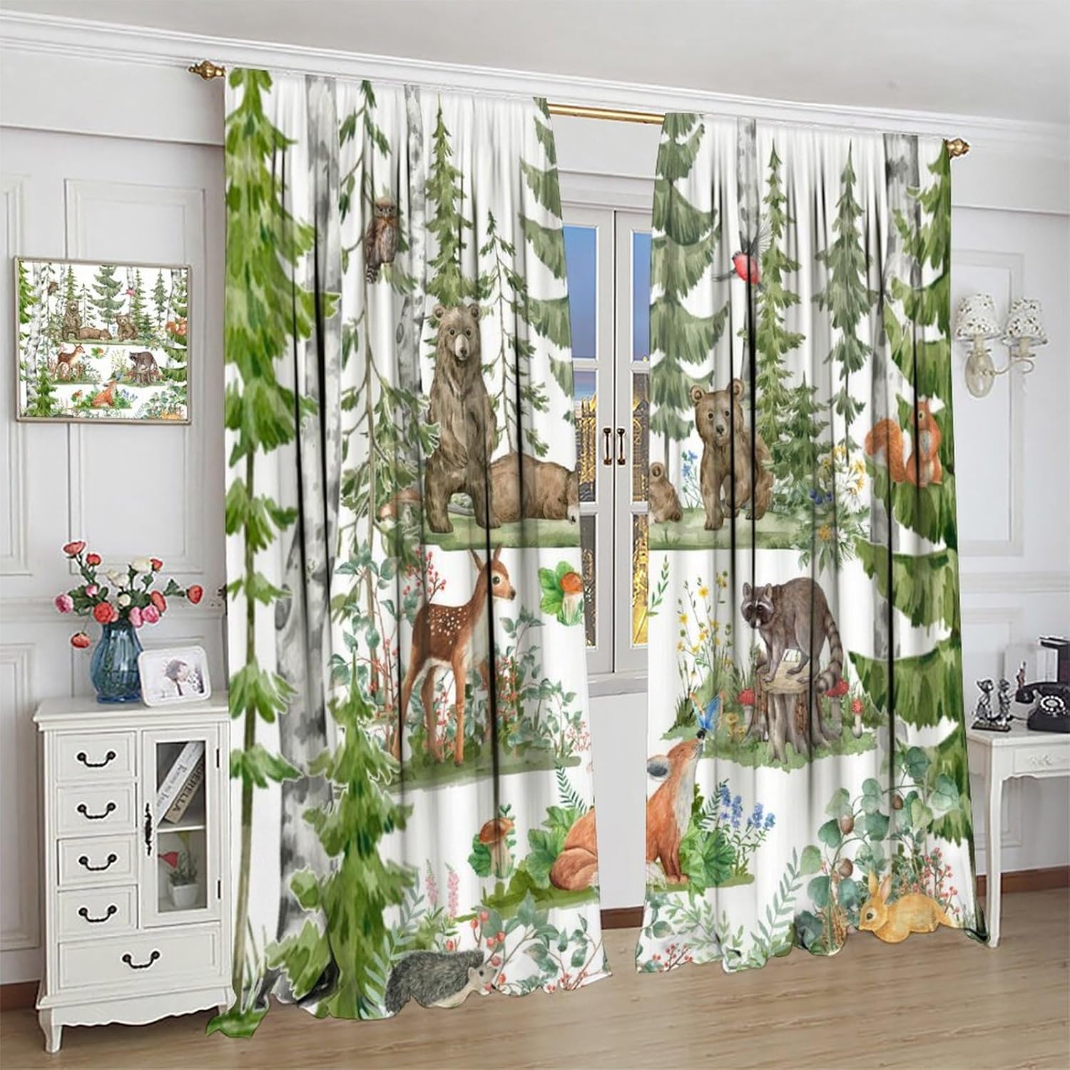 Baby Nursery Green - Tende per animali della foresta per