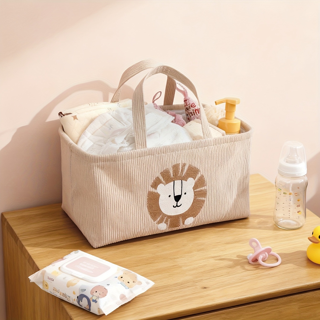 Baby Nursery Handles - Cesto Portaoggetti Pieghevole in Tessuto a