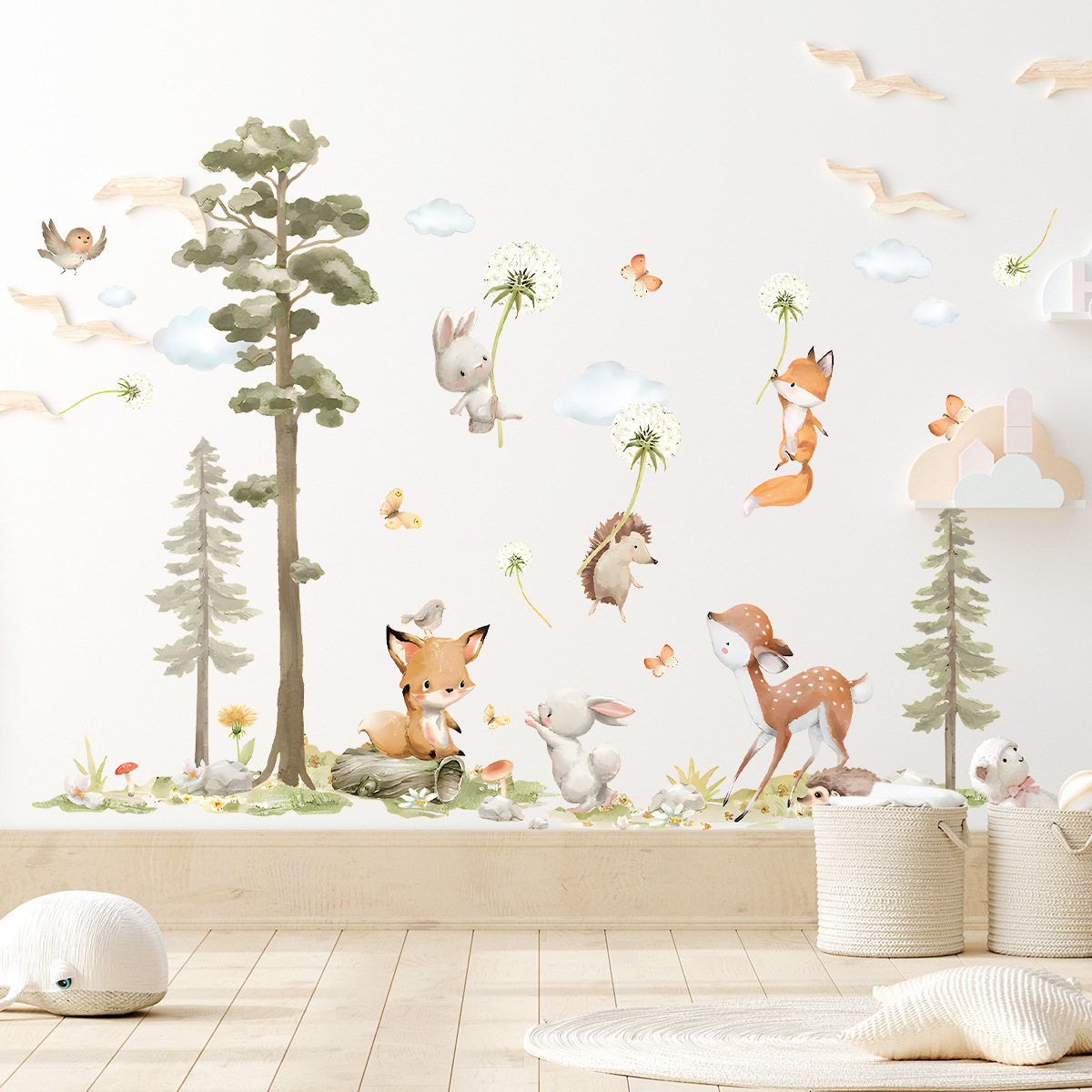 Baby Girl Nursery Quotes - Simpatici animali della foresta adesivi murali