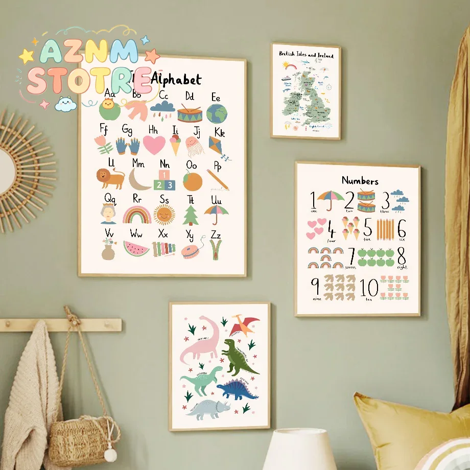 Baby Nursery Fabric - Mappa del Mondo degli Animali, Alfabeto