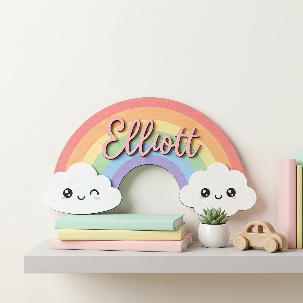 Baby Nursery Neutral - 1 Pezzo Targhetta in Legno Personalizzata
