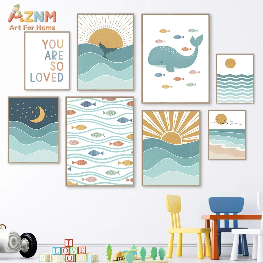 AZNM Quadro su tela Boho Ocean - Baby Nursery Neutral recensione e prezzo