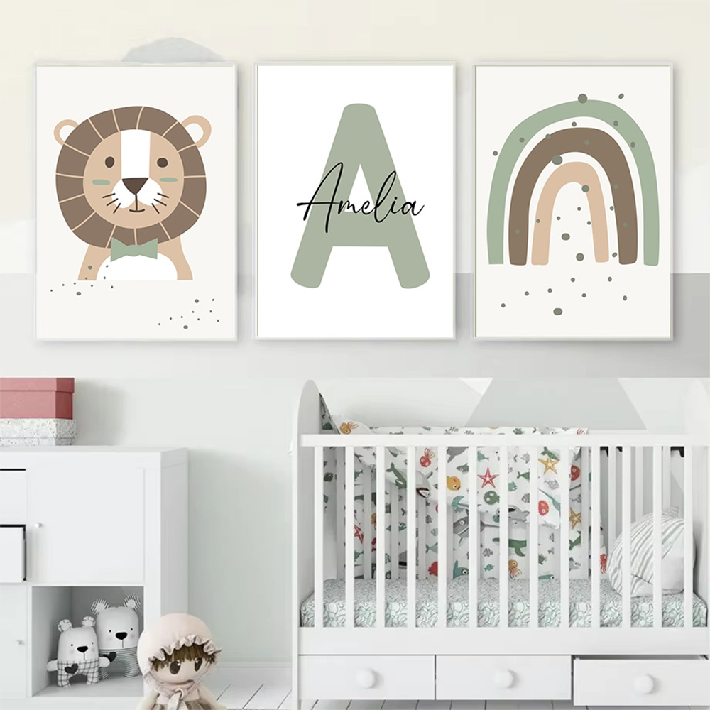 Stampa su Tela Leone con Nome  - Baby Nursery Green recensione e prezzo